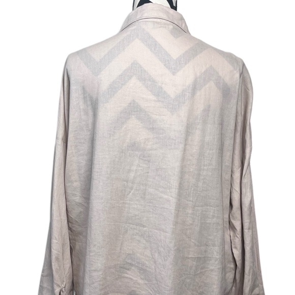 NWT Love Tree Lagenlook Sz M Linen Blend Cream Neutral Button-Down Front Shirt - Picture 5 of 11